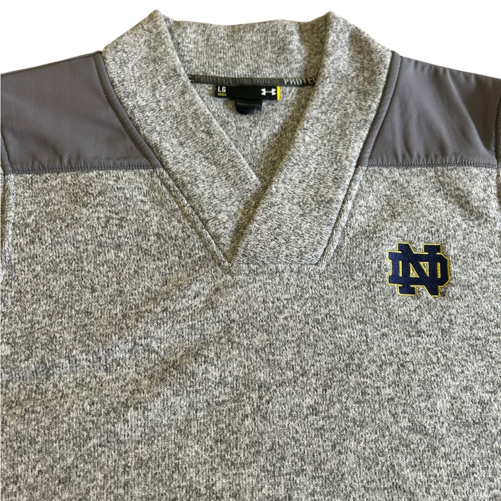 Under Armour Notre‎ Dame Sweatshirt Men's Lrg Loose Fit Fleece Gray Logo Patches